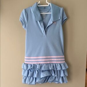 Adidas Kids Light Blue Polo Dress with Pink Stripes